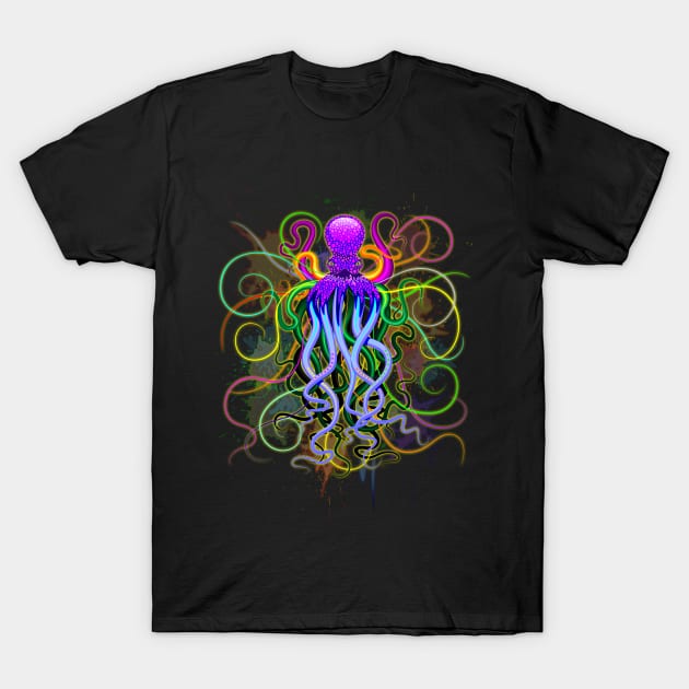 Octopus Psychedelic Luminescence T-Shirt by BluedarkArt